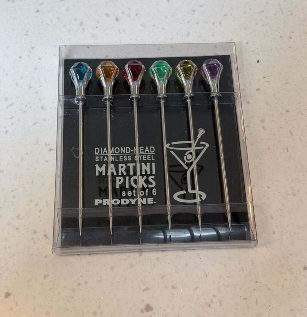 Prodyne DM-6-C Colorful Head Martini Picks Acrylic And Stainless Steel